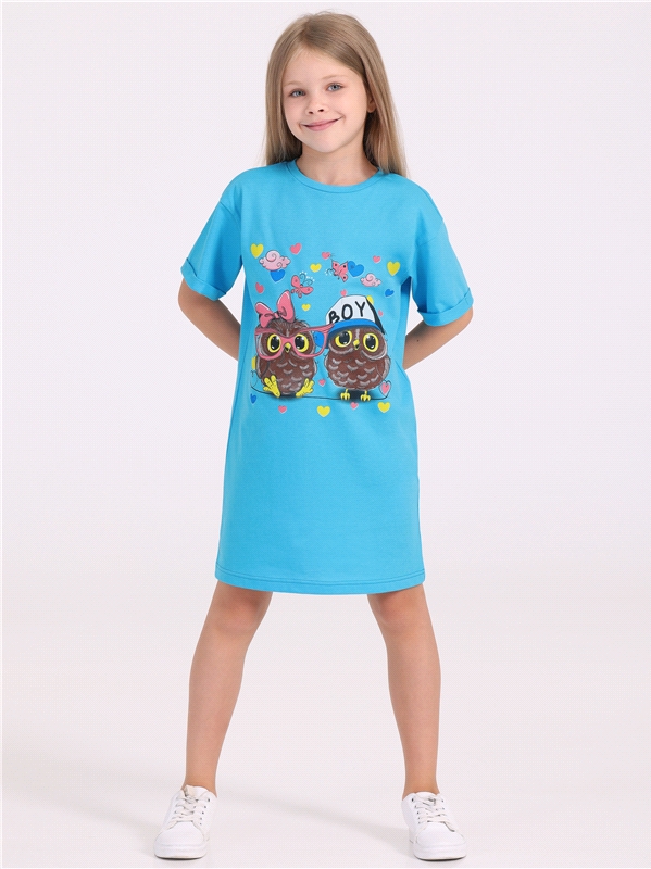 Платье детское Апрель 1ДПК4283001, бирюзовый, размер 98.