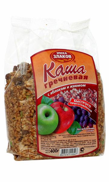 

Каша Эпоха злаков гречневая с яблоком и изюмом не требующая варки 400 г