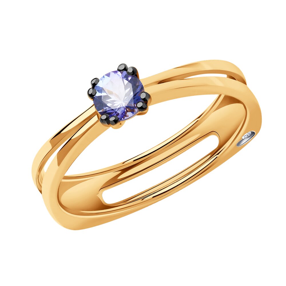 

Кольцо из красного золота с бриллиантом/танзанитом р. 16 SOKOLOV Diamonds 6014065, 6014065