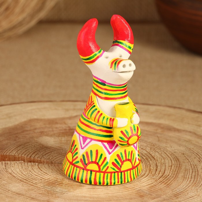 

Филимоновская игрушка колокольчик Корова, 10-12 см