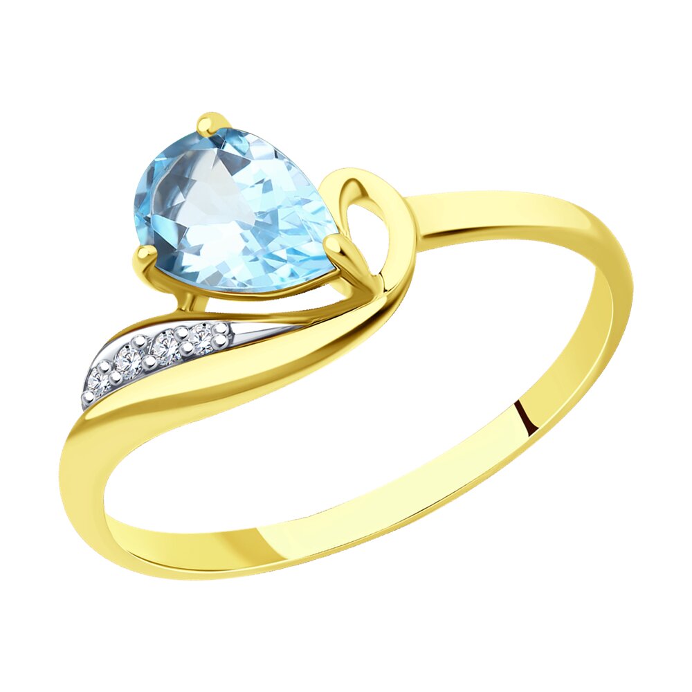 

Кольцо из желтого золота с фианитом/топазом р. , Diamant 53-310-01562-2, 53-310-01562-2