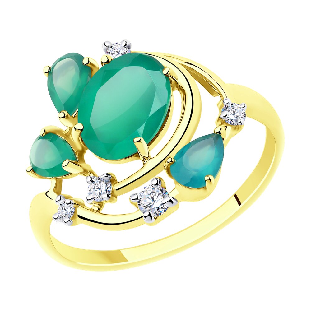 

Кольцо из желтого золота с фианитом/агатом р. , Diamant 53-310-00544-2, 53-310-00544-2