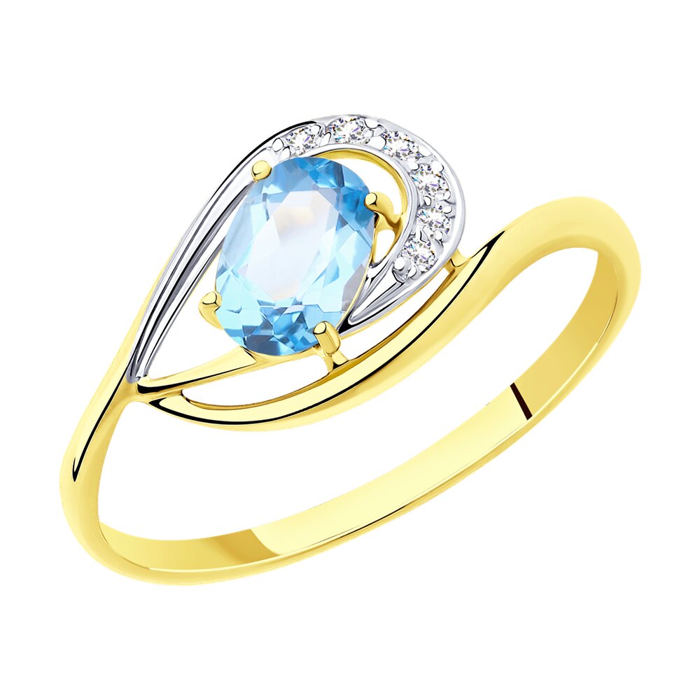 

Кольцо из золота р. 18 Diamant 53-310-00304-4, фианит\топаз, 53-310-00304-4