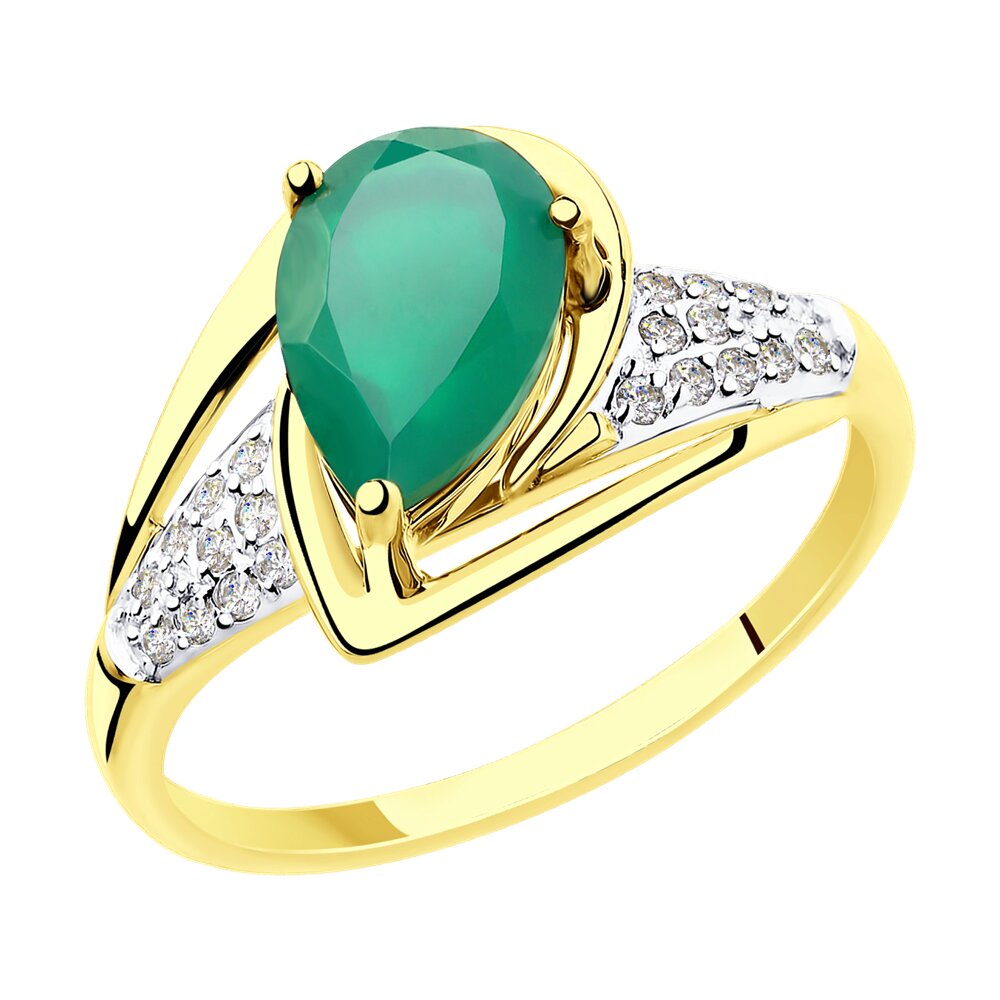

Кольцо из золота р.  Diamant 53-310-00149-1, фианит\агат, 53-310-00149-1