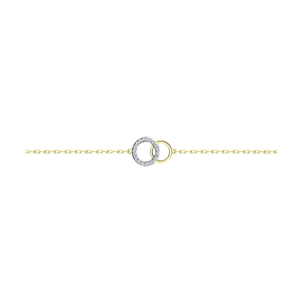 Браслет из желтого золота с фианитом р. 17 Diamant 53-150-01324-1