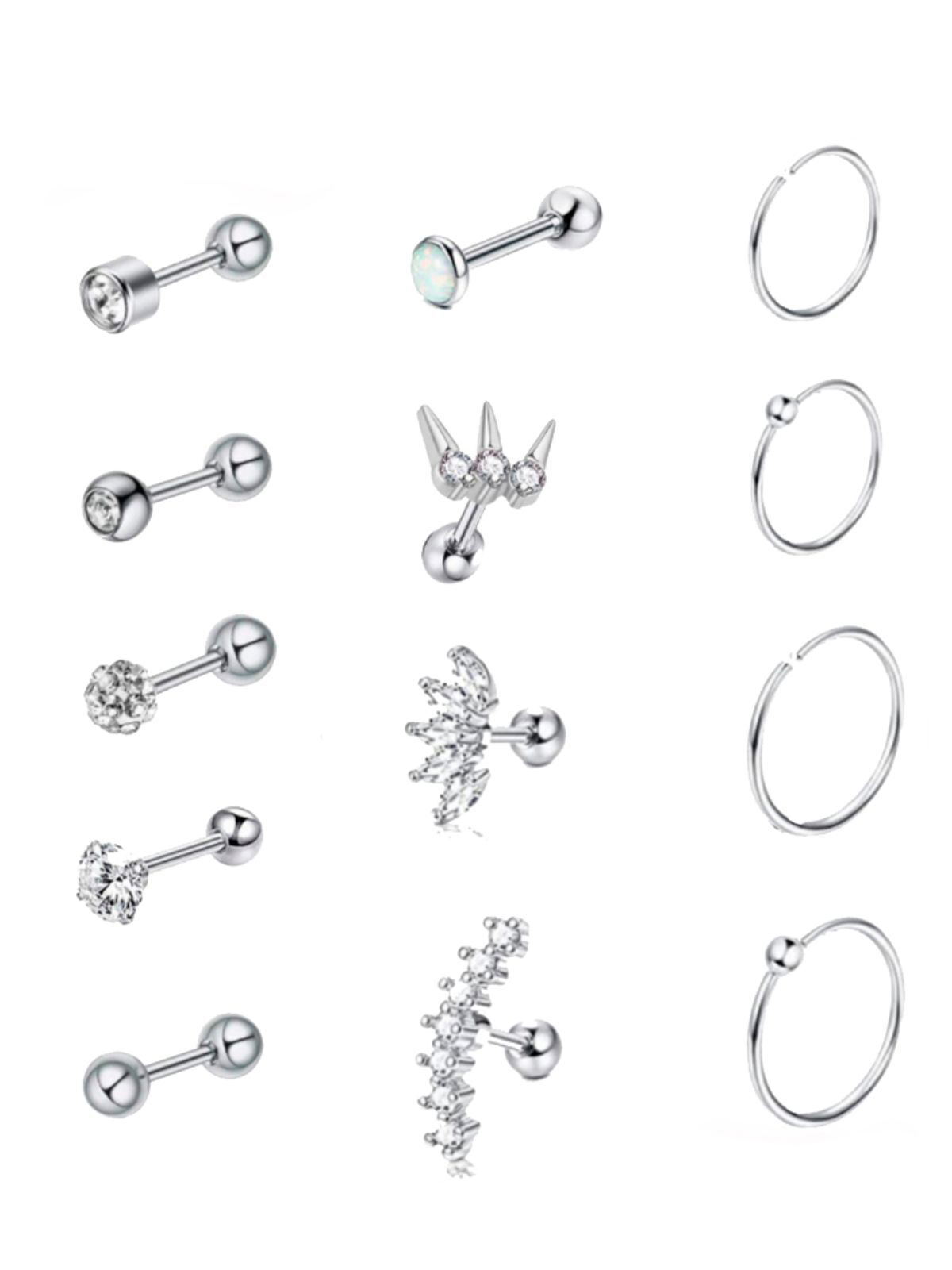 Комплект для пирсинга для уха из стали с фианитом 4Love4You PR-MBN-074-NAB