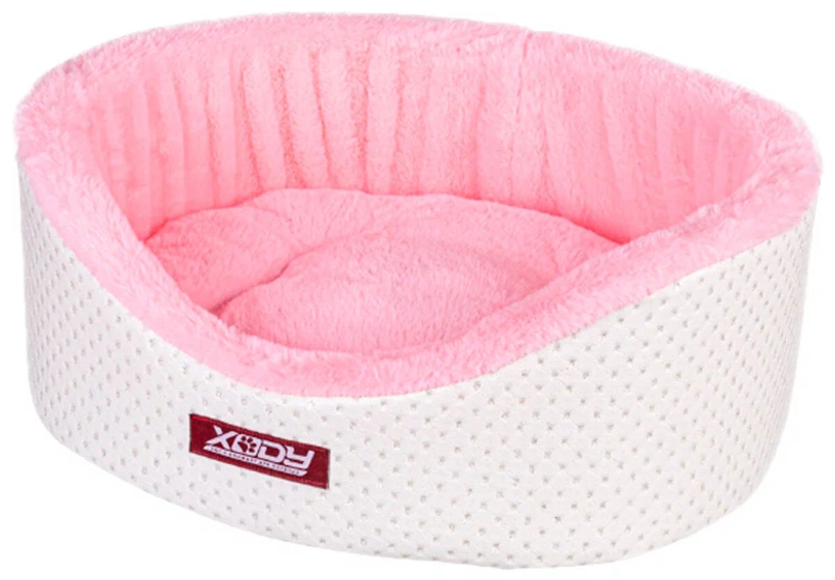 Лежак для собак и кошек Xody Премиум Пунто №1 42x35x16 см белый/розовый