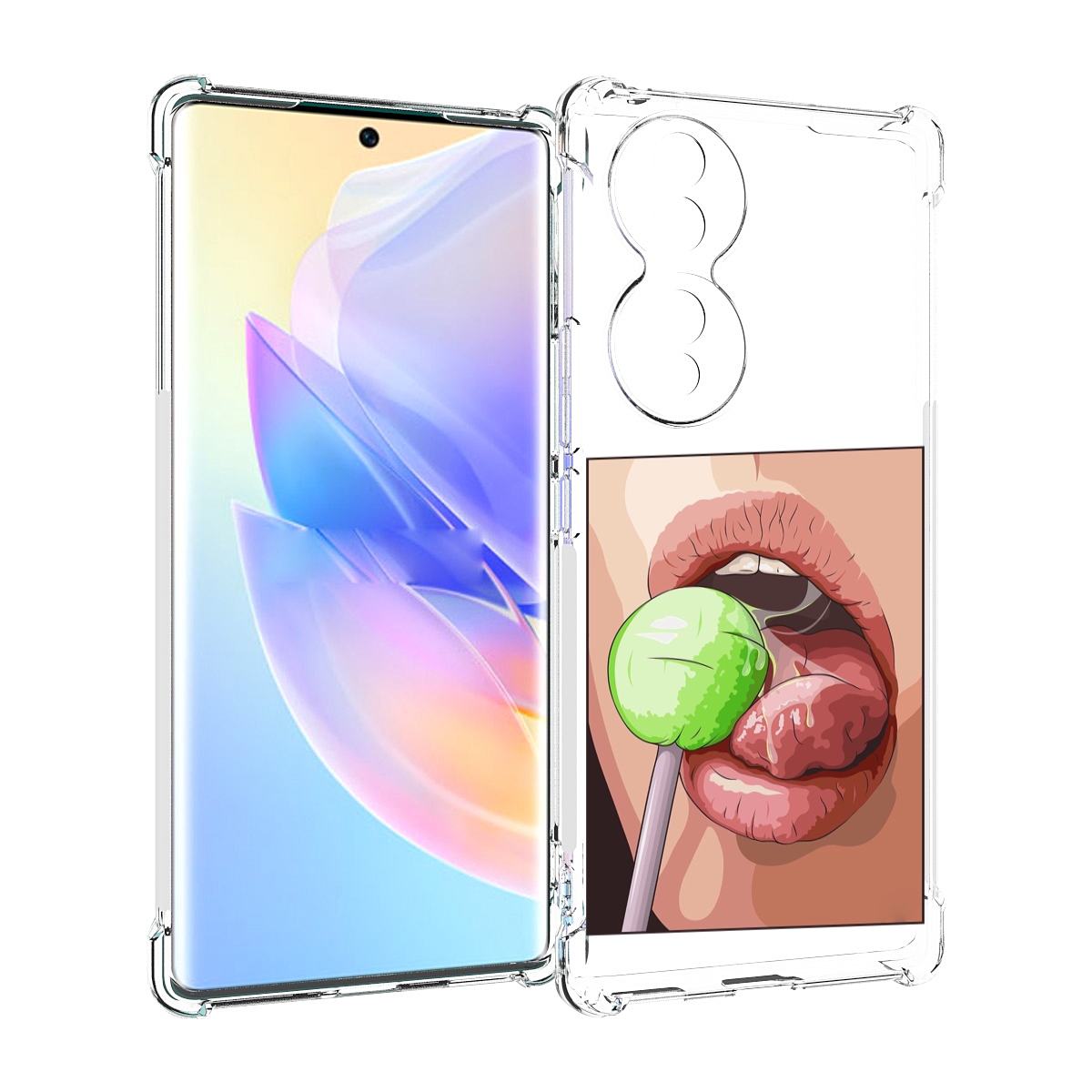 

Чехол MyPads зеленый-чупа-чупс женский для Honor 70, Прозрачный, Tocco