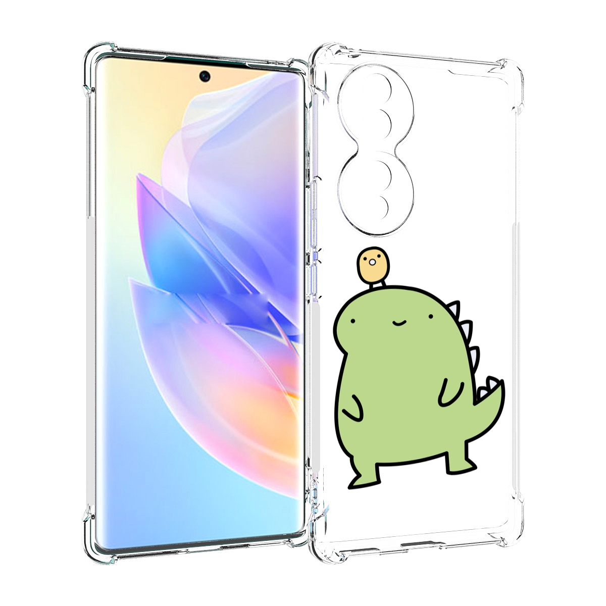 

Чехол MyPads зеленый-динозаврик детский для Honor 70, Прозрачный, Tocco