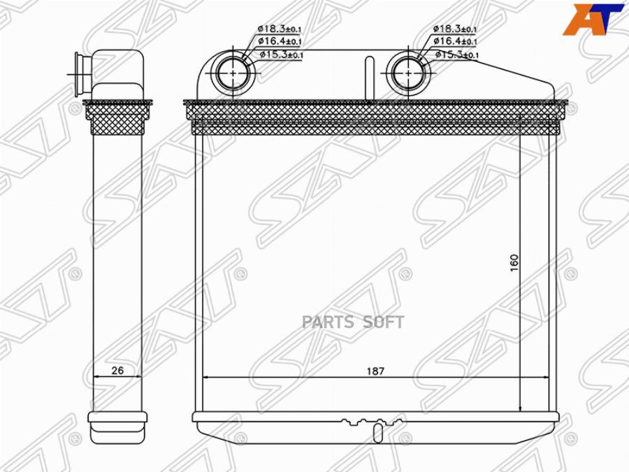 SAT Радиатор отопителя салона OPEL CORSA D 06-/FIAT PUNTO GRANDE 08-