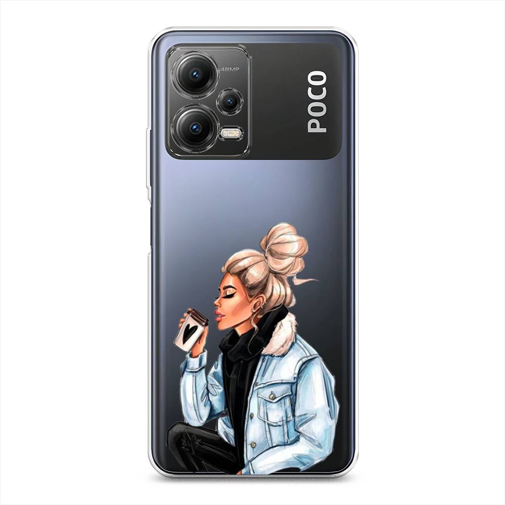 

Чехол Awog на Poco X5 5G "Cute girl", Бежевый;черный;голубой, 317950-7