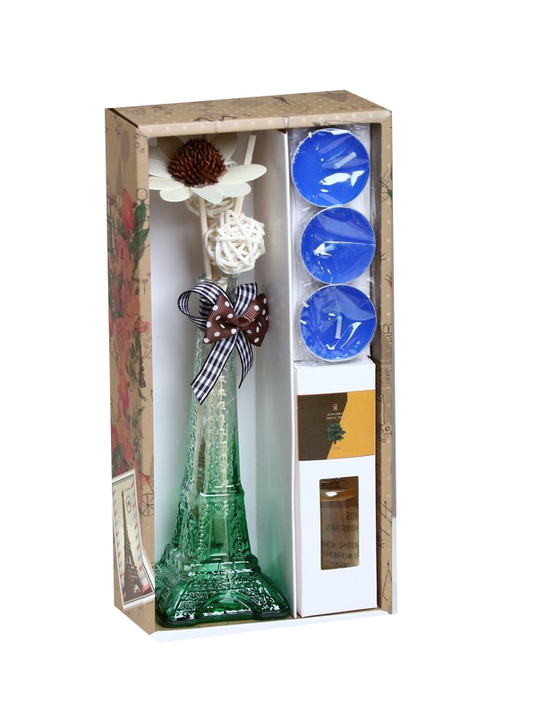фото Набор подарочный париж: ваза, свечи,аромамасло сандал,декор, богатство аромата