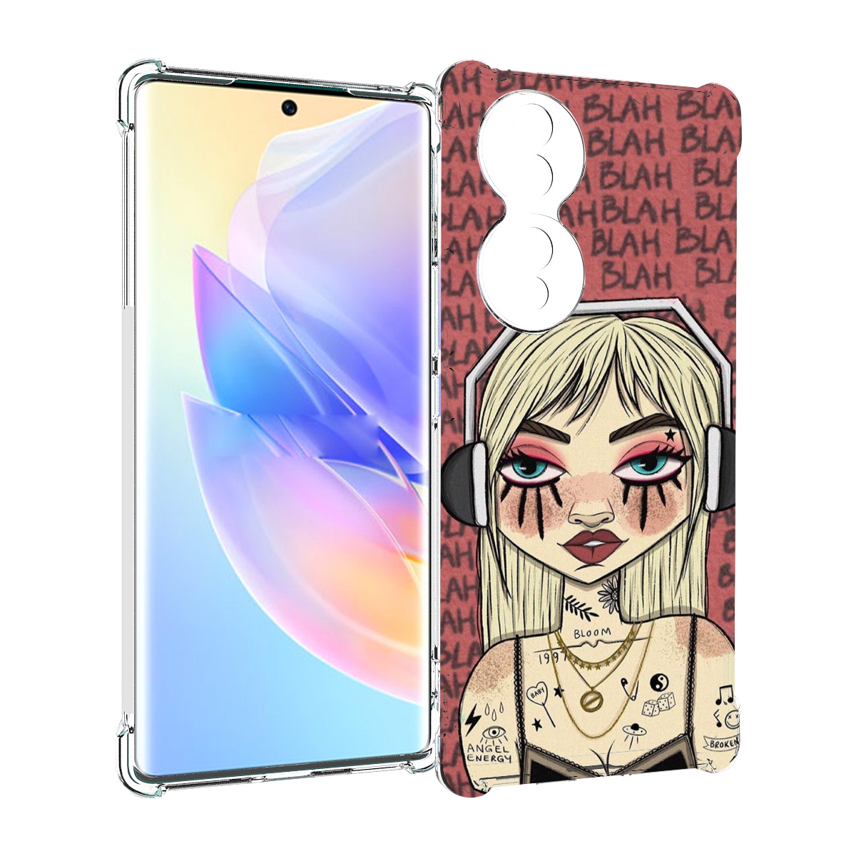 

Чехол MyPads дерзкая-девушка-в-наушниках женский для Honor 70, Прозрачный, Tocco