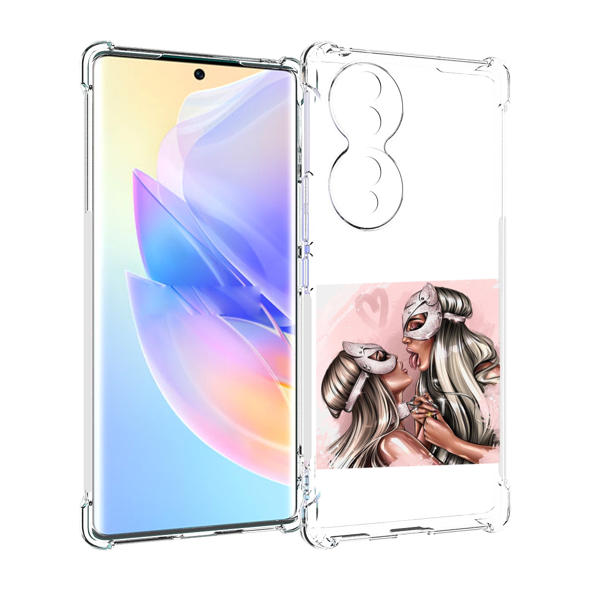 

Чехол MyPads девушки-поцелуй женский для Honor 70, Прозрачный, Tocco