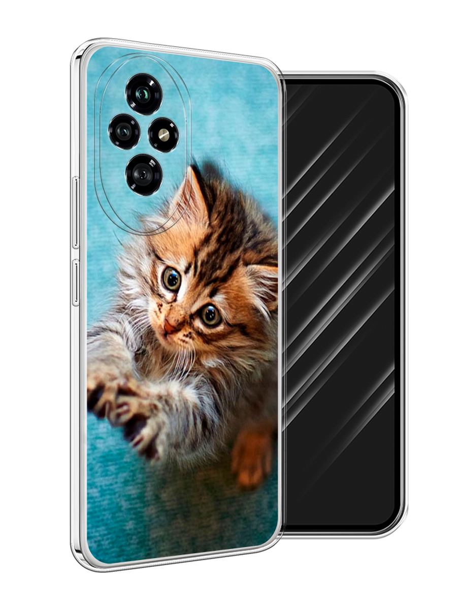 

Чехол Awog на Honor 200 "Котенок просит есть", Бирюзовый;коричневый;белый, 6124750-1