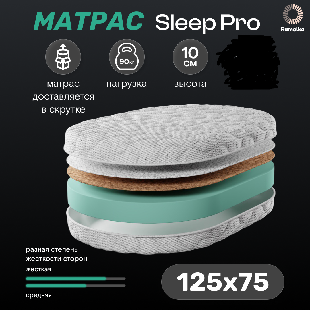 Матрас в кроватку для новорожденных Ramelka Mattress DREAM LUX PRO 125х75x10