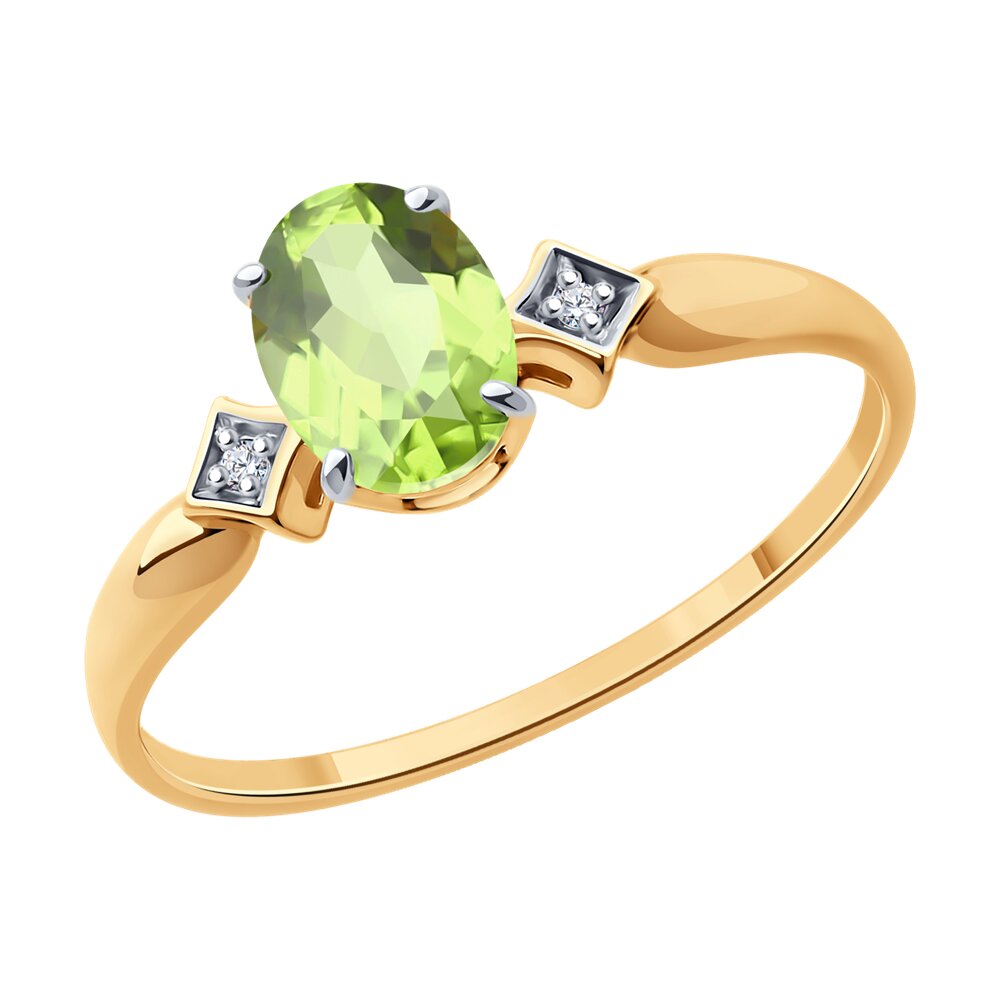 

Кольцо из золота р. 18,5 Diamant 51-310-01919-4, фианит\хризолит, 51-310-01919-4