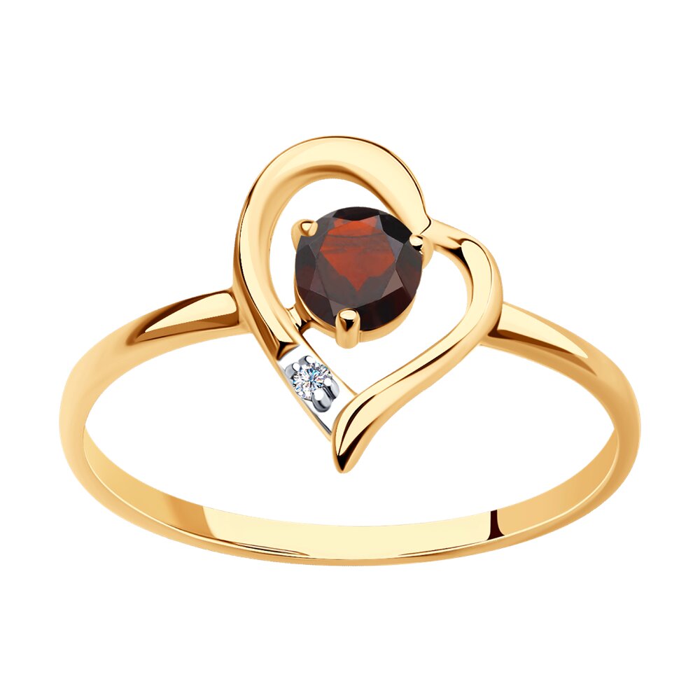

Кольцо из красного золота с фианитом/гранатом р. , Diamant 51-310-01316-2, 51-310-01316-2