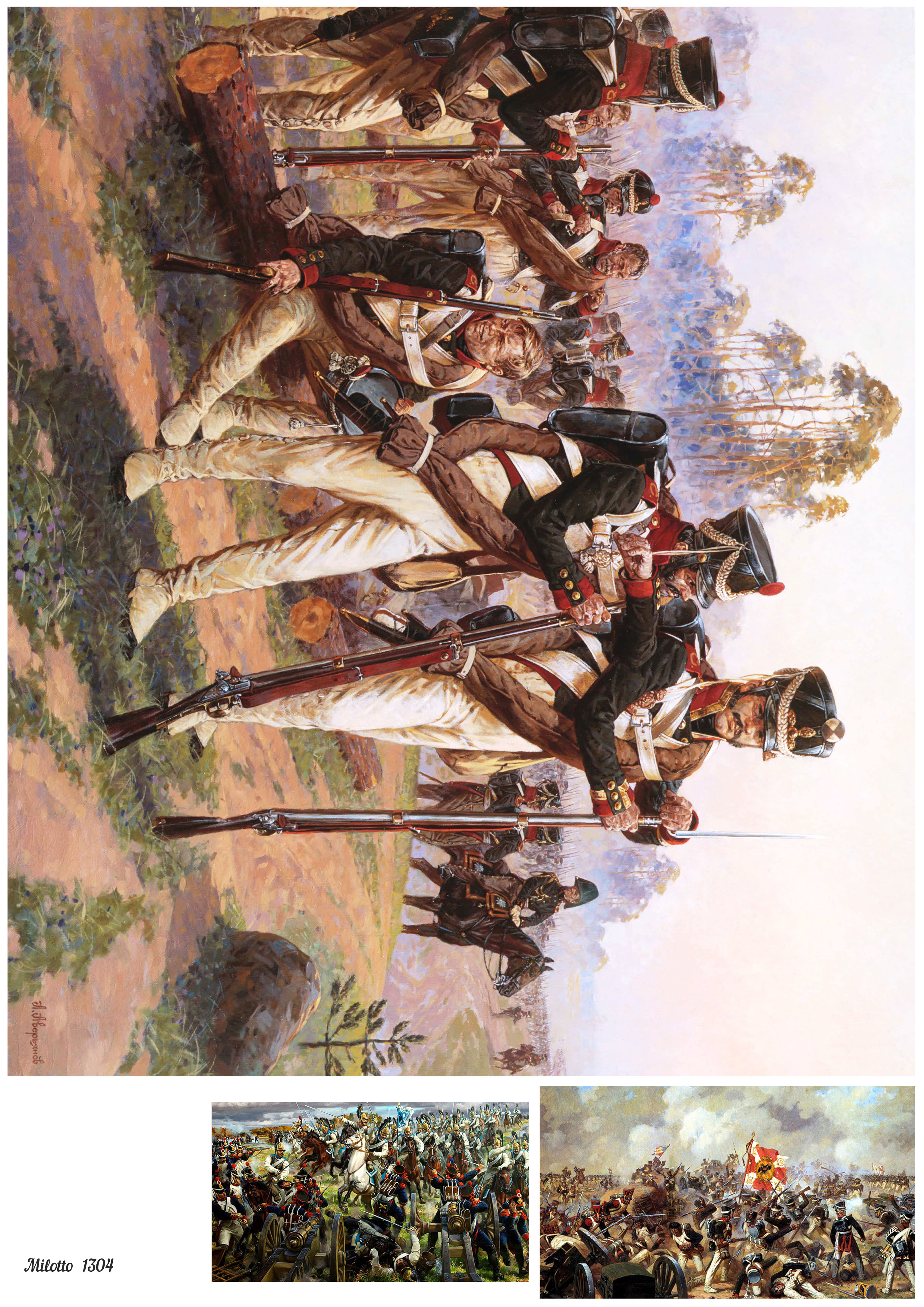 

Бумага для декупажа А4 Milotto 1304 гусары солдат битва война винтаж