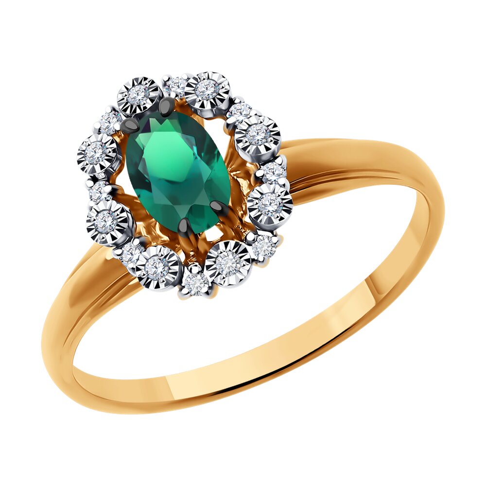 

Кольцо из комбинированного золота с бриллиантом/изумрудом р. , Diamant 51-210-01999-2, 51-210-01999-2