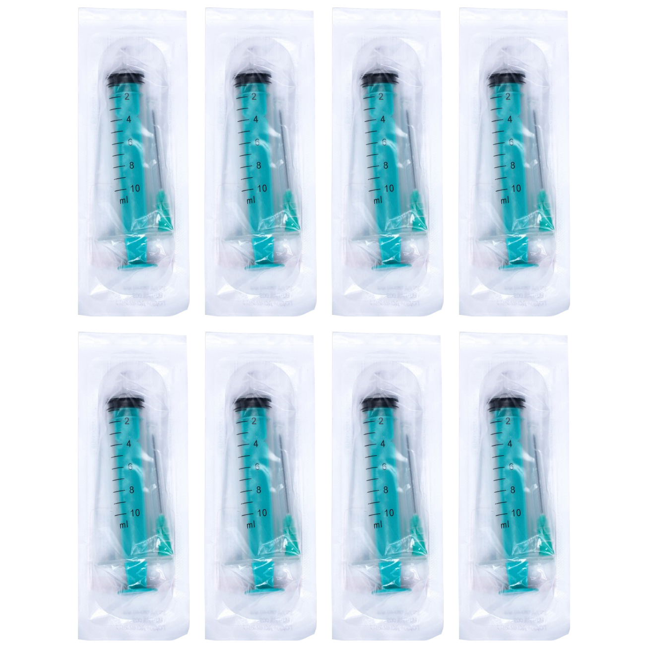 Шприц медицинский трехкомпонентный 10 мл, 21G (0.8 x 40 мм), МПК Елец, (8 шт)