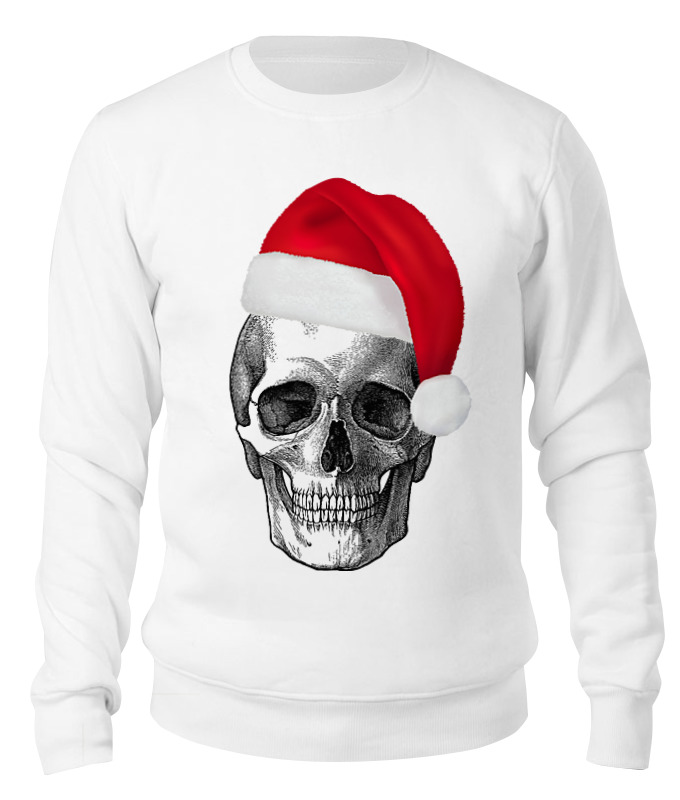 

Свитшот унисекс Printio Skull happy new year белый L, Skull happy new year