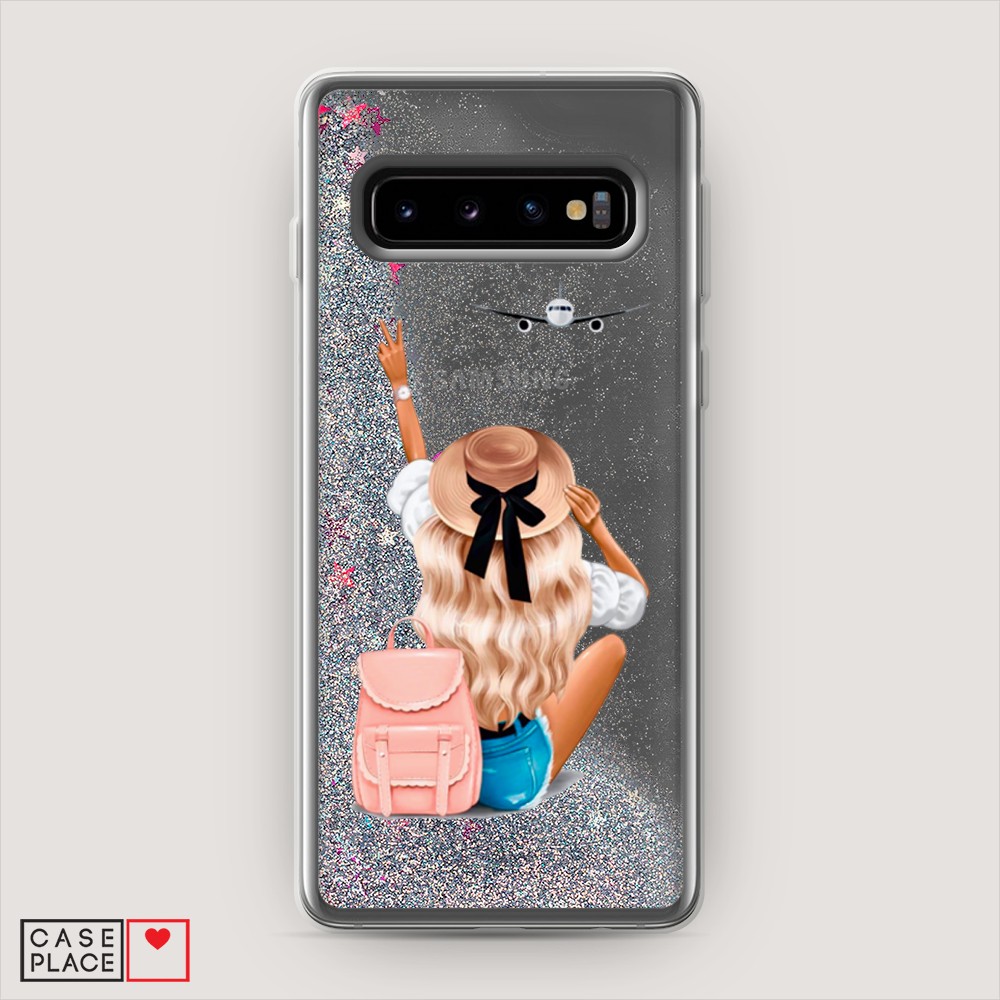 

Жидкий чехол с блестками "Автостопом самолетом" на Samsung Galaxy S10 +, 27191-1