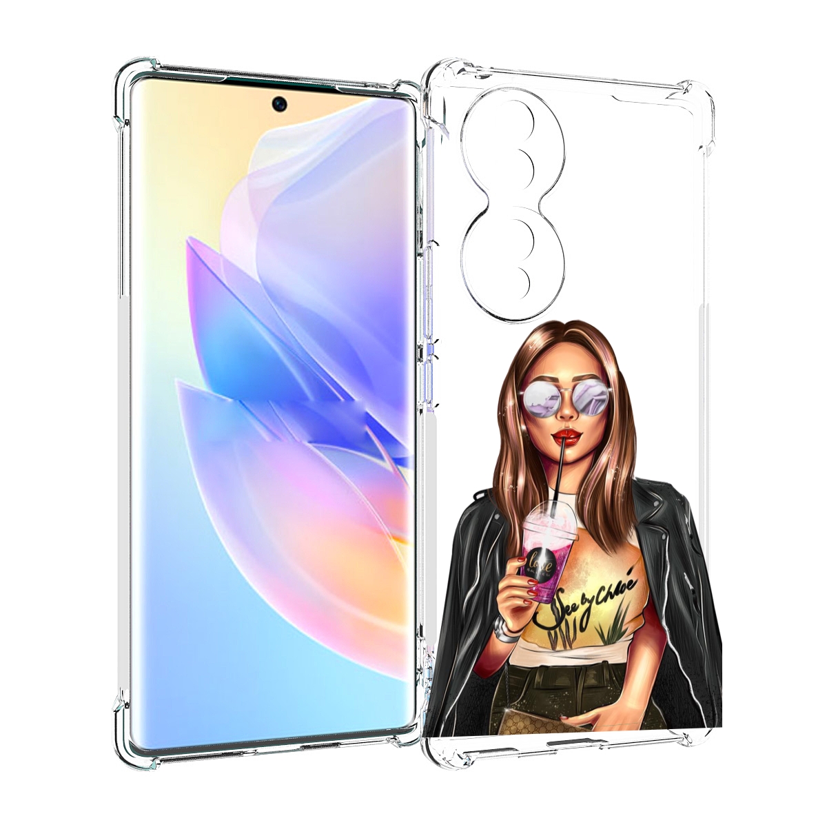 

Чехол MyPads девушка-с-фиолетовым-коктейлем женский для Honor 70, Прозрачный, Tocco
