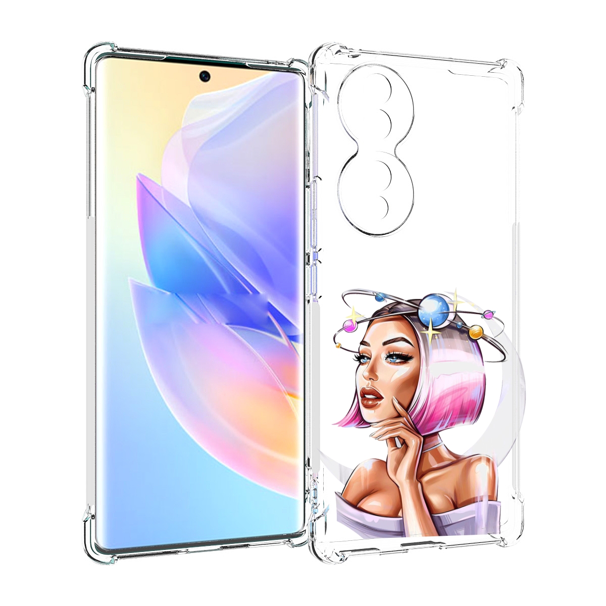 

Чехол MyPads девушка-с-планетами-на-голове женский для Honor 70, Прозрачный, Tocco