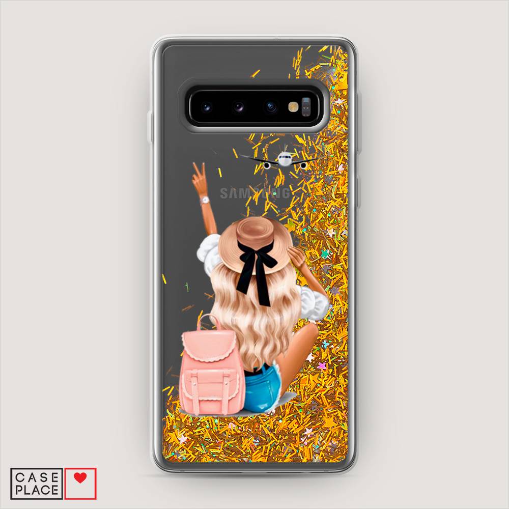 

Жидкий чехол с блестками "Автостопом самолетом" на Samsung Galaxy S10, 27090-1