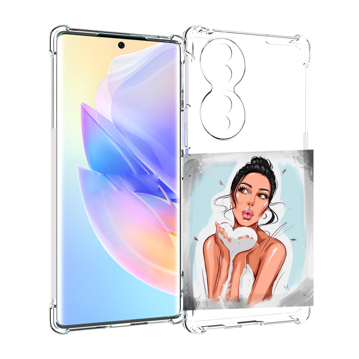 

Чехол MyPads девушка-с-пеной женский для Honor 70, Прозрачный, Tocco