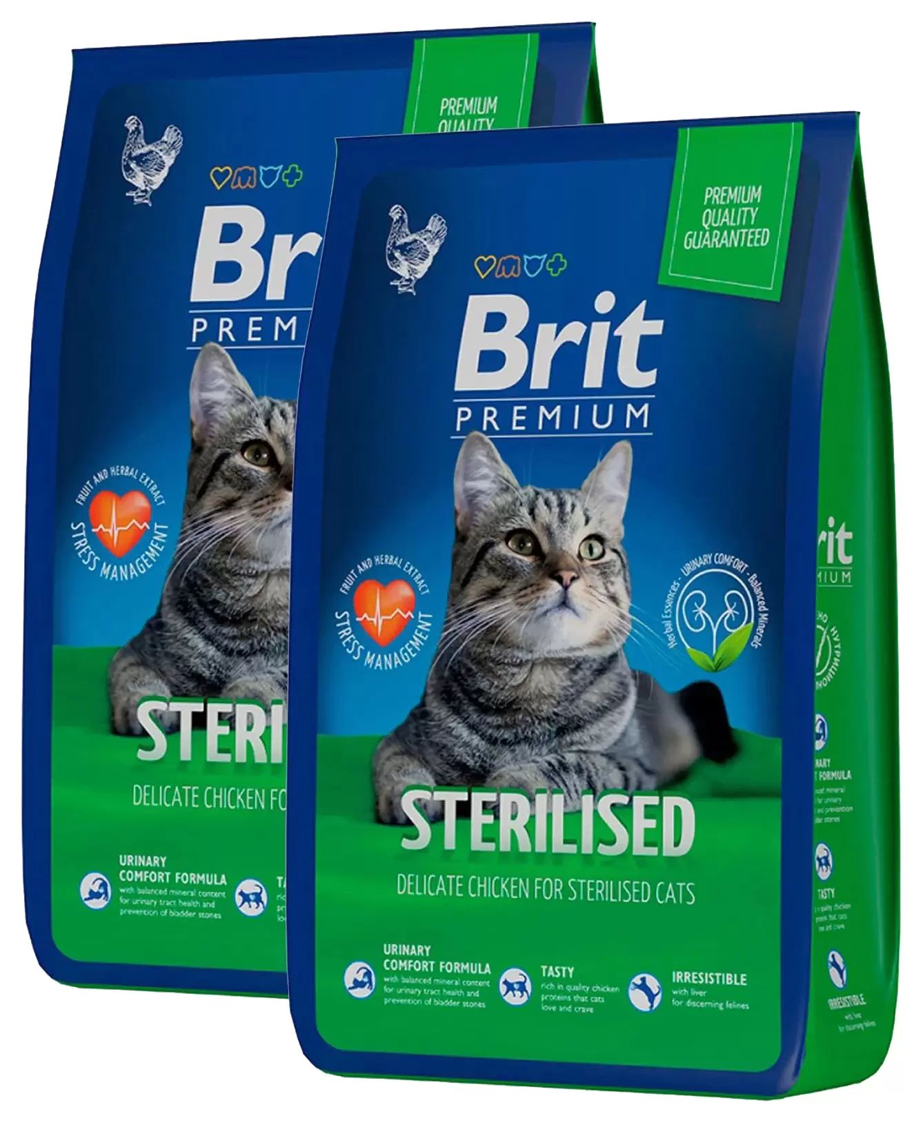 Сухой корм для кошек BRIT PREMIUM CAT STERILIZED CHICKEN с курицей 2шт по 8кг