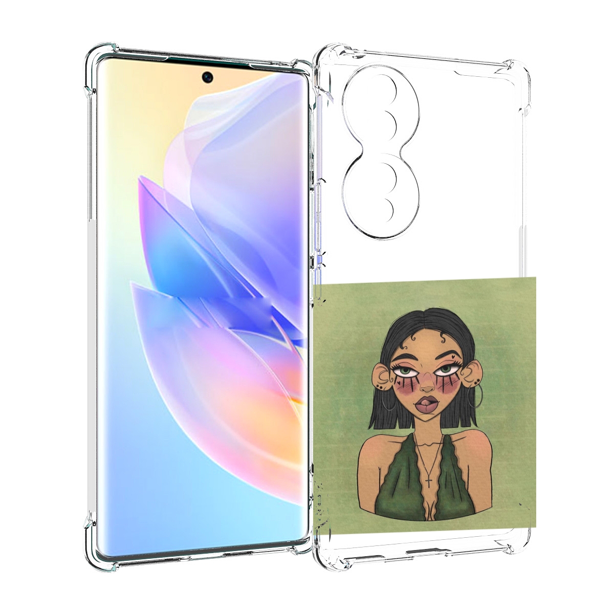 

Чехол MyPads девушка-с-каре-и-тату для Honor 70, Прозрачный, Tocco
