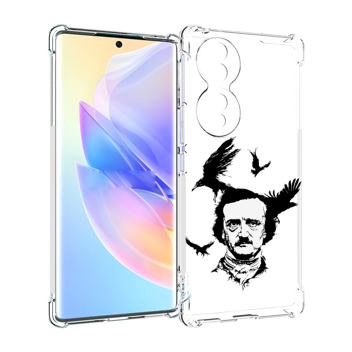 

Чехол MyPads Эдгар Аллан черно белый для Honor 70, Прозрачный, Tocco