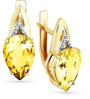 

Серьги женские из золота Magic Stones 02-2-610-1001-021, фианит/цитрин, 02-2-610-1001-021