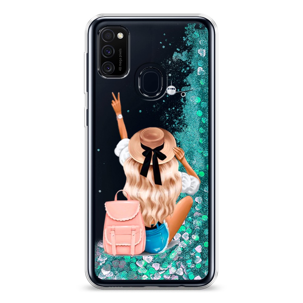 

Жидкий чехол с блестками "Автостопом самолетом" на Samsung Galaxy M30s, 29895-1