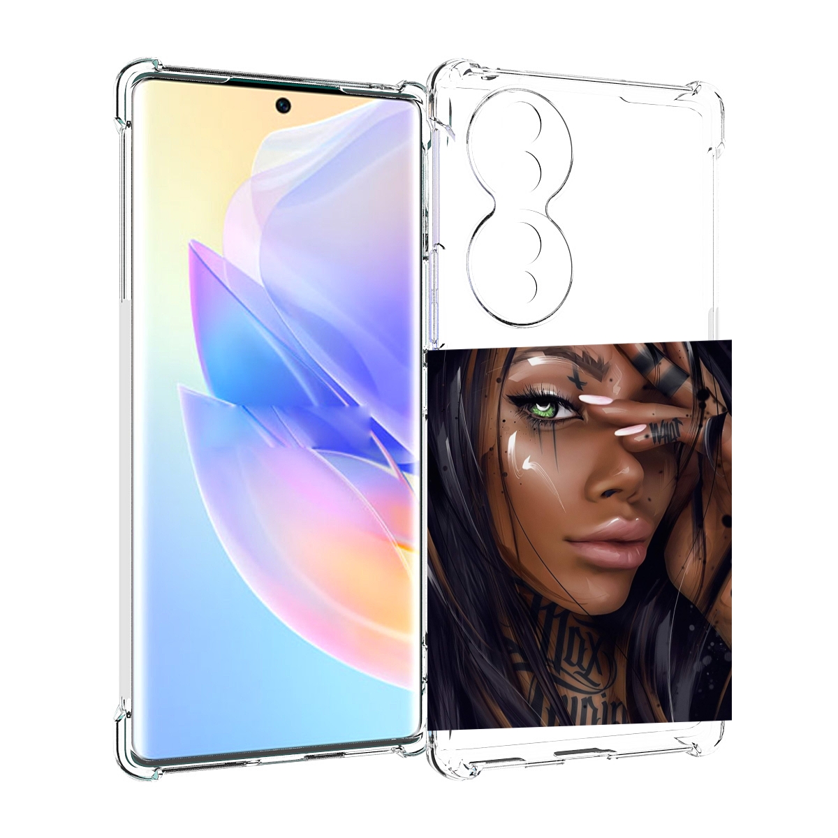 

Чехол MyPads девушка-с-зелеными-глазами-яркими для Honor 70, Прозрачный, Tocco