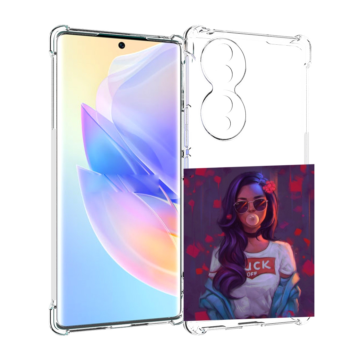 

Чехол MyPads девушка-с-жвачкой женской для Honor 70, Прозрачный, Tocco