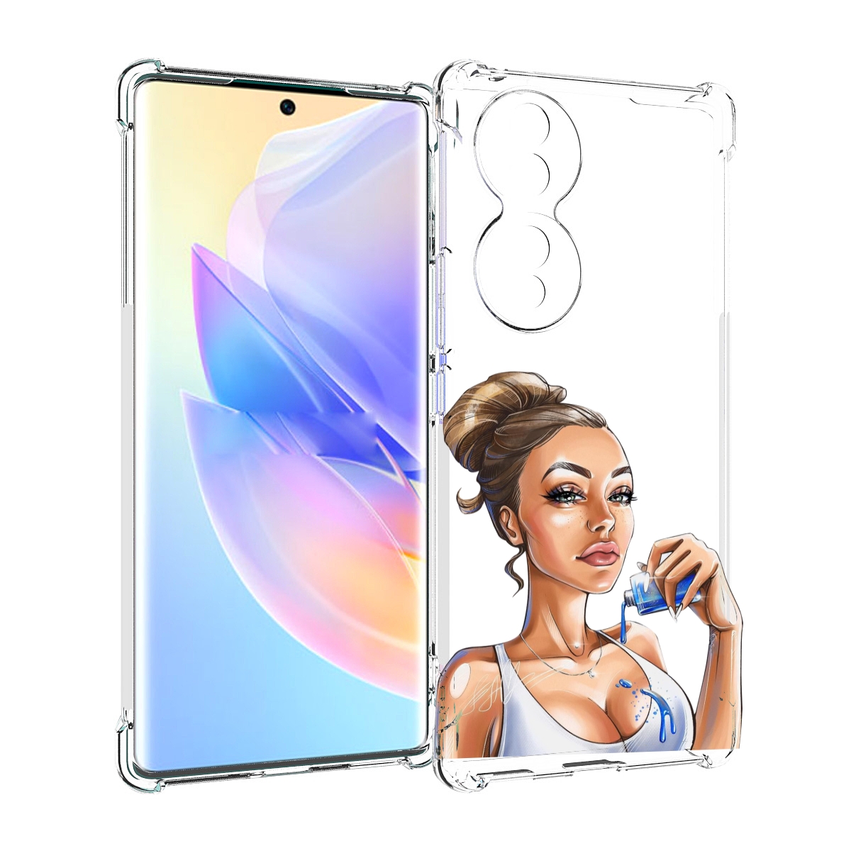 

Чехол MyPads девушка-пролила-краску женский для Honor 70, Прозрачный, Tocco