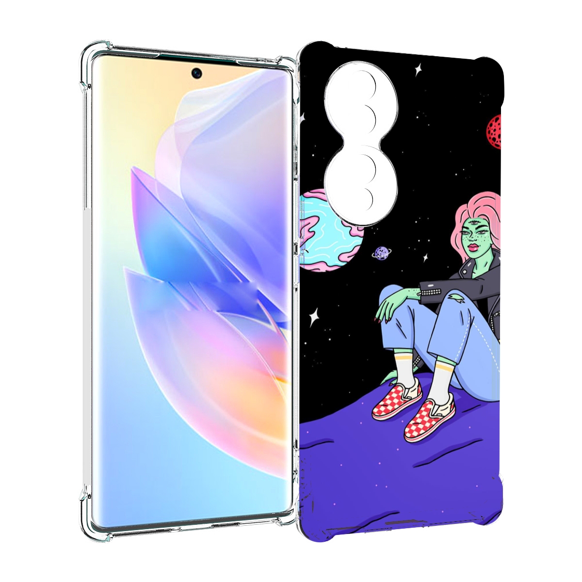 

Чехол MyPads девушка-на-луне-мультик для Honor 70, Прозрачный, Tocco