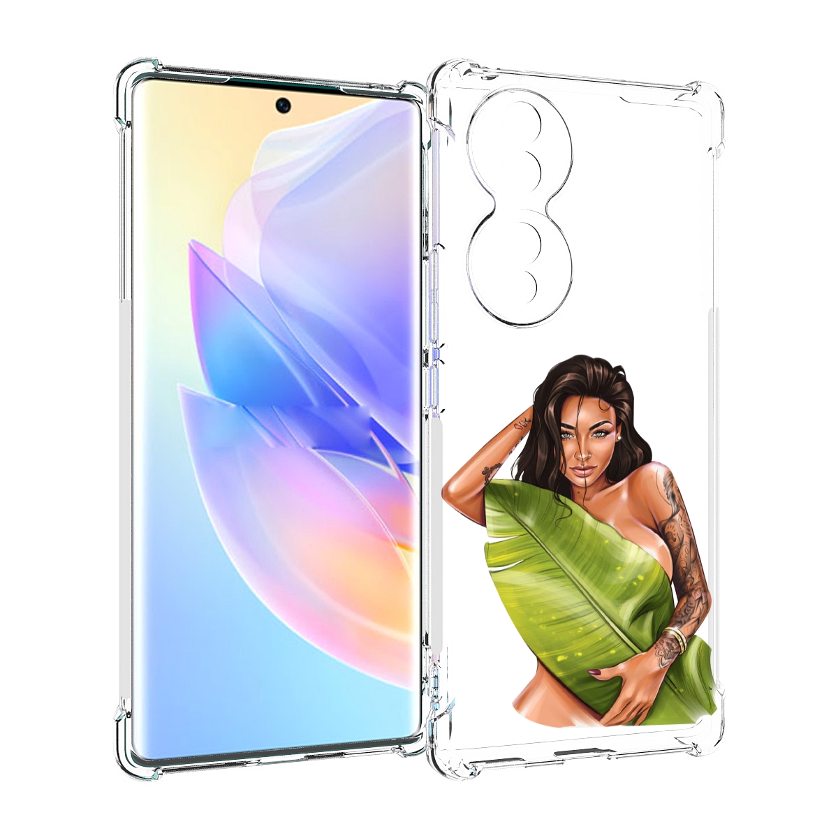 

Чехол MyPads девушка-модель-с-большим-листом женский для Honor 70, Прозрачный, Tocco