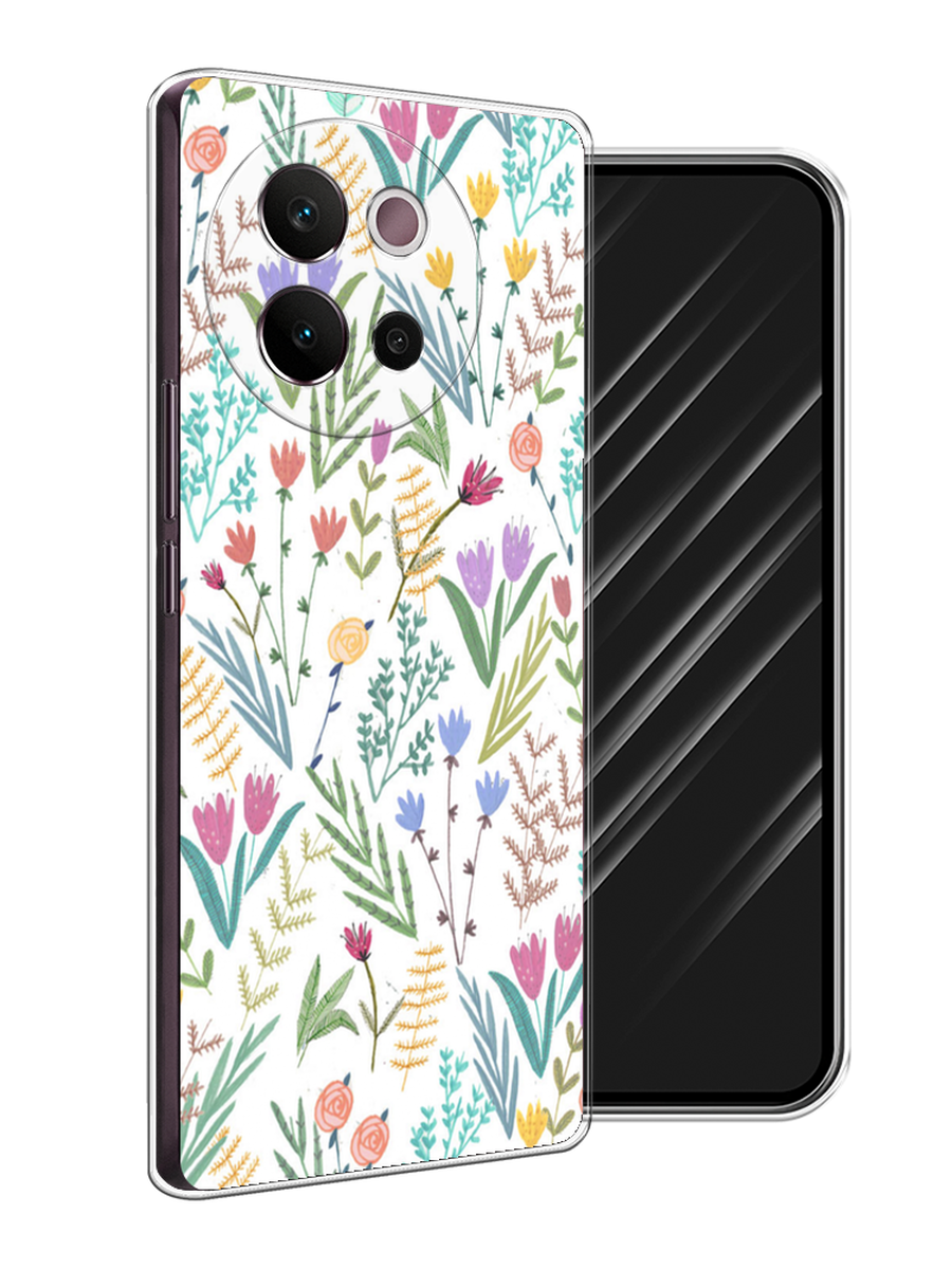 

Чехол Awog на Vivo V40 Lite 5G "Полевые цветы рисунок", Белый;зеленый, 2611550-1