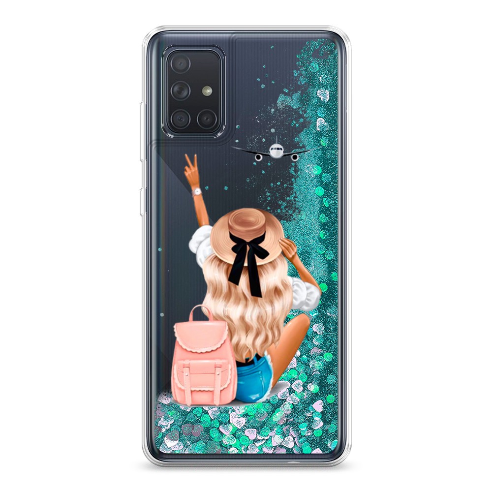 

Жидкий чехол с блестками "Автостопом самолетом" на Samsung Galaxy A71, 29095-1