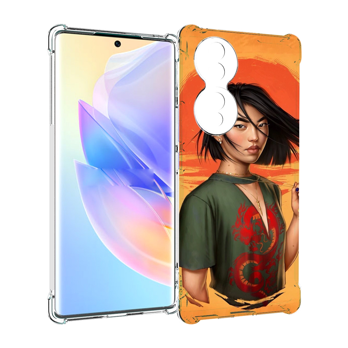 

Чехол MyPads девушка-в-оранжевом-фоне женский для Honor 70, Прозрачный, Tocco