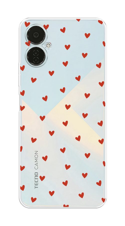 

Чехол на Tecno Camon 19 Neo "Red hearts", Красный;прозрачный, 302350-1