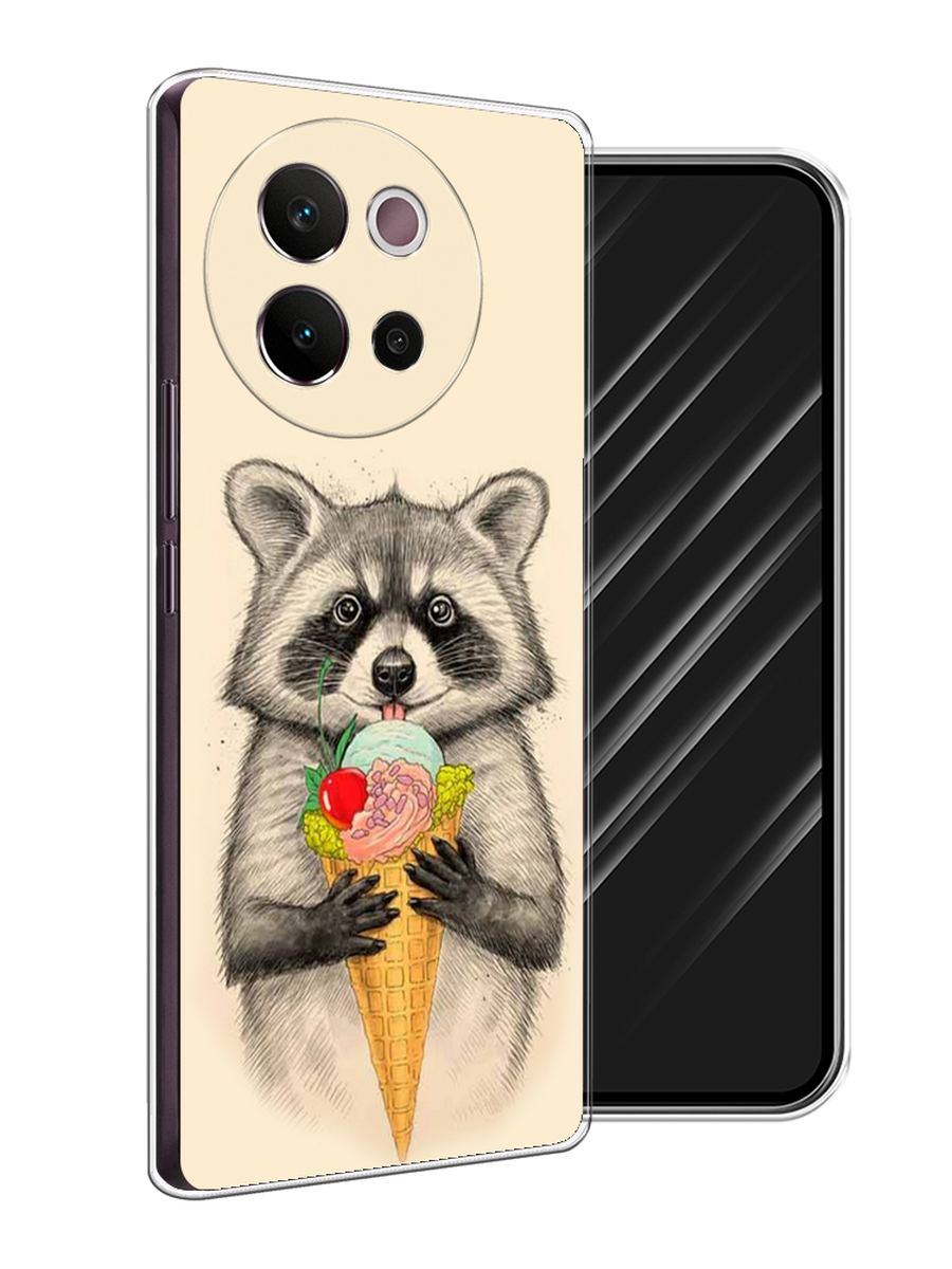 

Чехол Awog на Vivo V40 Lite 5G "Енот с мороженым", Бежевый;серый, 2611550-1