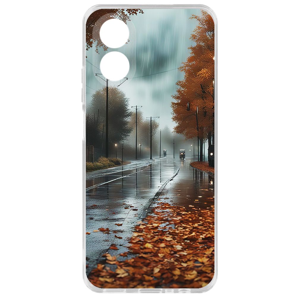 

Чехол-накладка Krutoff Clear Case Осенний дождь для Oppo A38 4G, Прозрачный