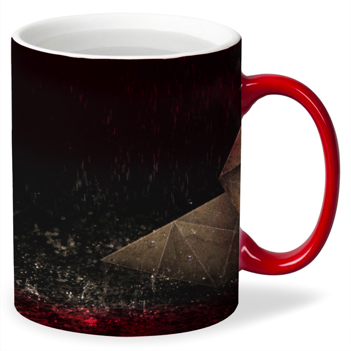 

Кружка хамелеон красный CoolPodarok heavy rain Оригами