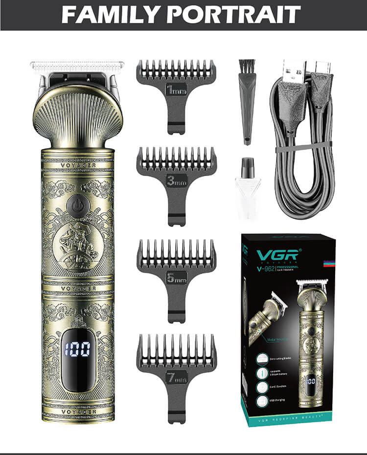 Триммер VGR V-962 золотистый электрические бритвы для бритья бороды с зарядкой от usb для мужского бритья бороды