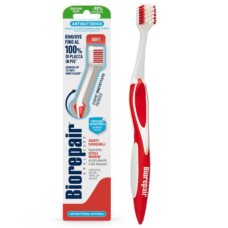 Зубная щетка Biorepair Denti Sensibil мягкая красная, 1 шт